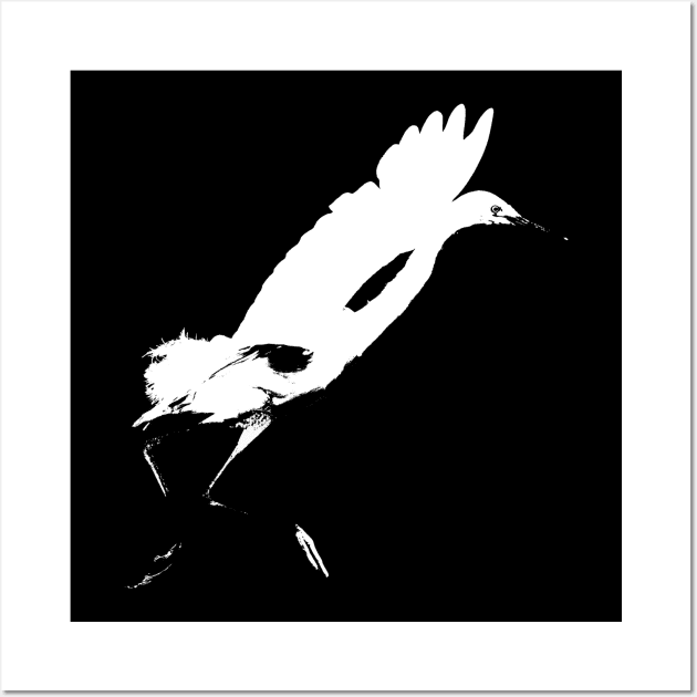 snowy egret retro Wall Art by phatvo